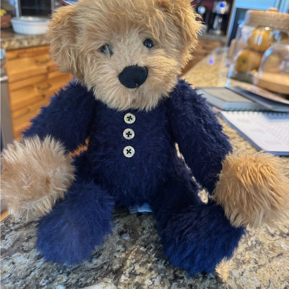 GANZ P.J. Collectible Navy and Tan Plush Collectible Bear 1999